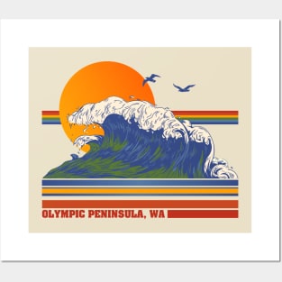 Retro Olympic Peninsula WA 70s Style Tourist Souvenir Posters and Art